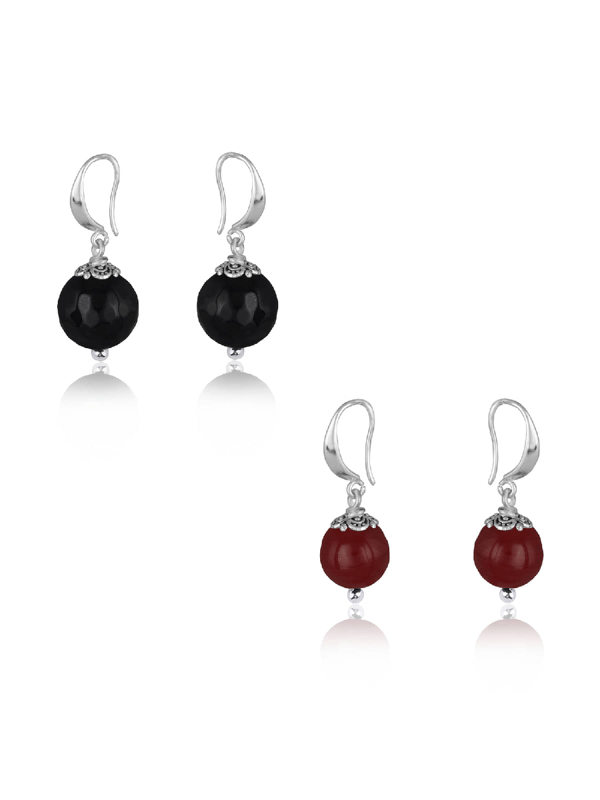     			JFL - Jewellery For Less - Burgundy Danglers Earrings ( Pack of 2 )