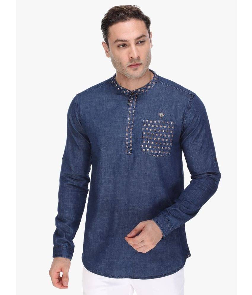 Kuons Avenue - Blue Cotton Men's Shirt Style Kurta ( Pack of 1 ) Kuons Avenue - Blue Cotton Men's Shirt Style Kurta ( Pack of 1 )