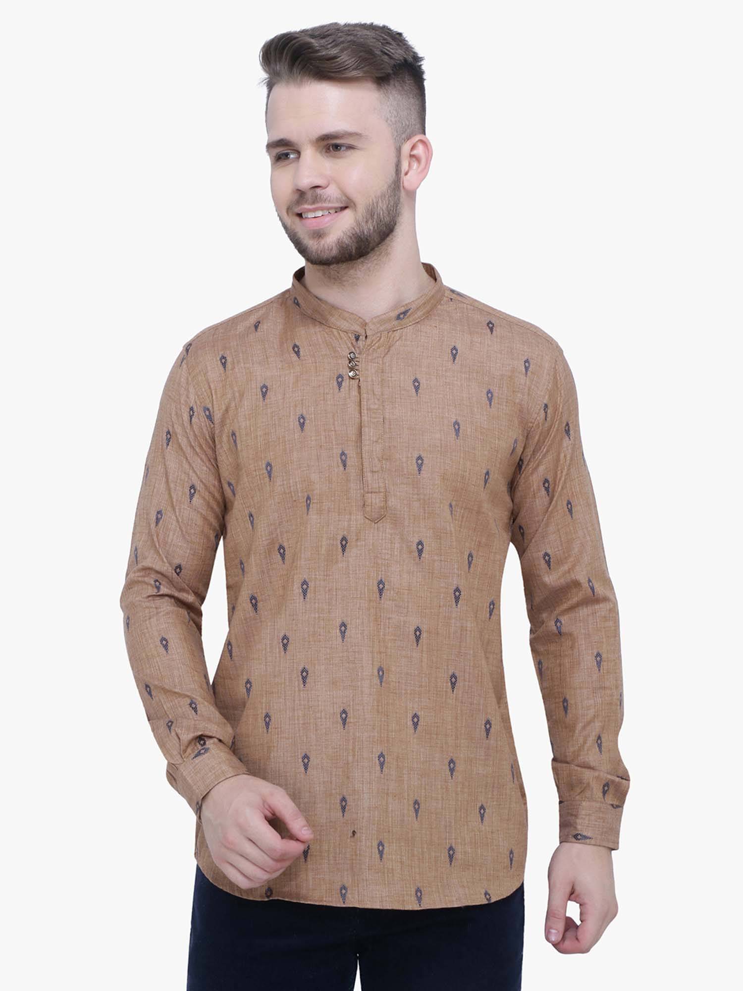     			Kuons Avenue - Khaki Viscose Men's Regular Kurta ( Pack of 1 )