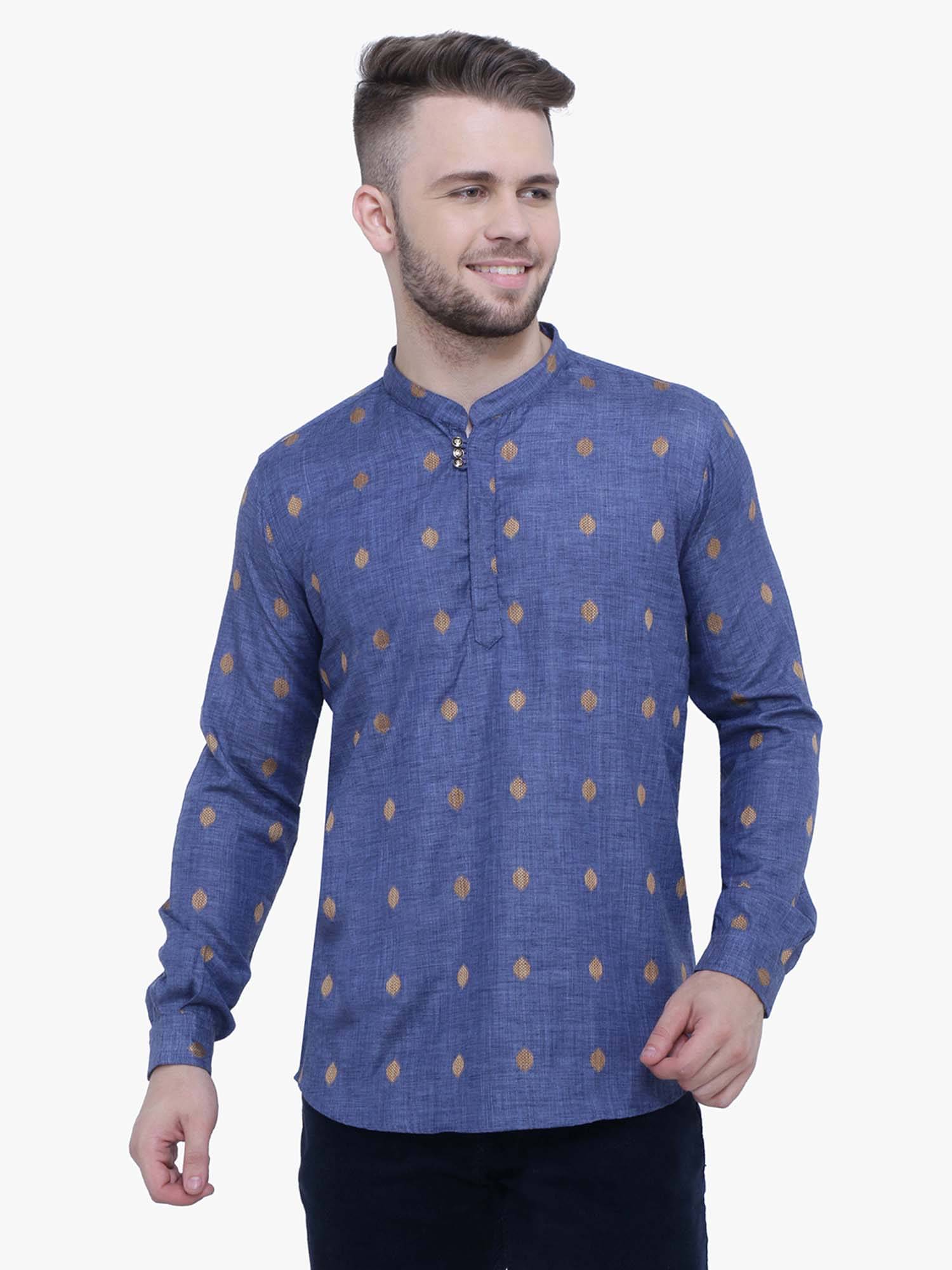 Kuons Avenue - Navy Viscose Men's Regular Kurta ( Pack of 1 ) Kuons Avenue - Navy Viscose Men's Regular Kurta ( Pack of 1 )
