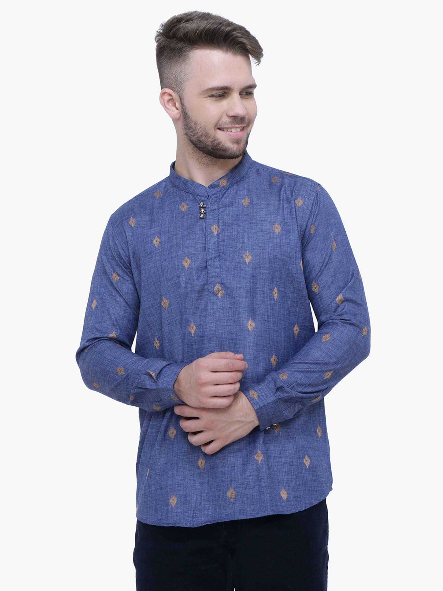 Kuons Avenue - Navy Viscose Men's Regular Kurta ( Pack of 1 ) Kuons Avenue - Navy Viscose Men's Regular Kurta ( Pack of 1 )