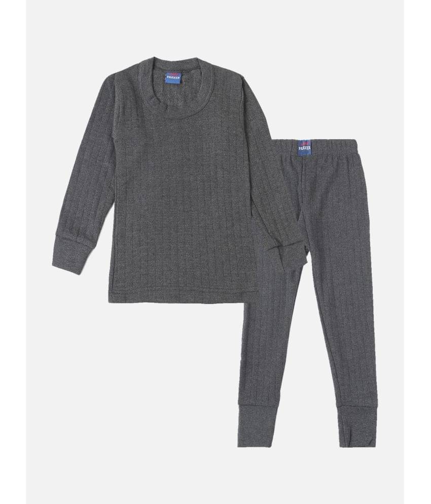    			LUX PARKER Girls Cotton Blend Thermal Top & Bottom Sets ( Black )