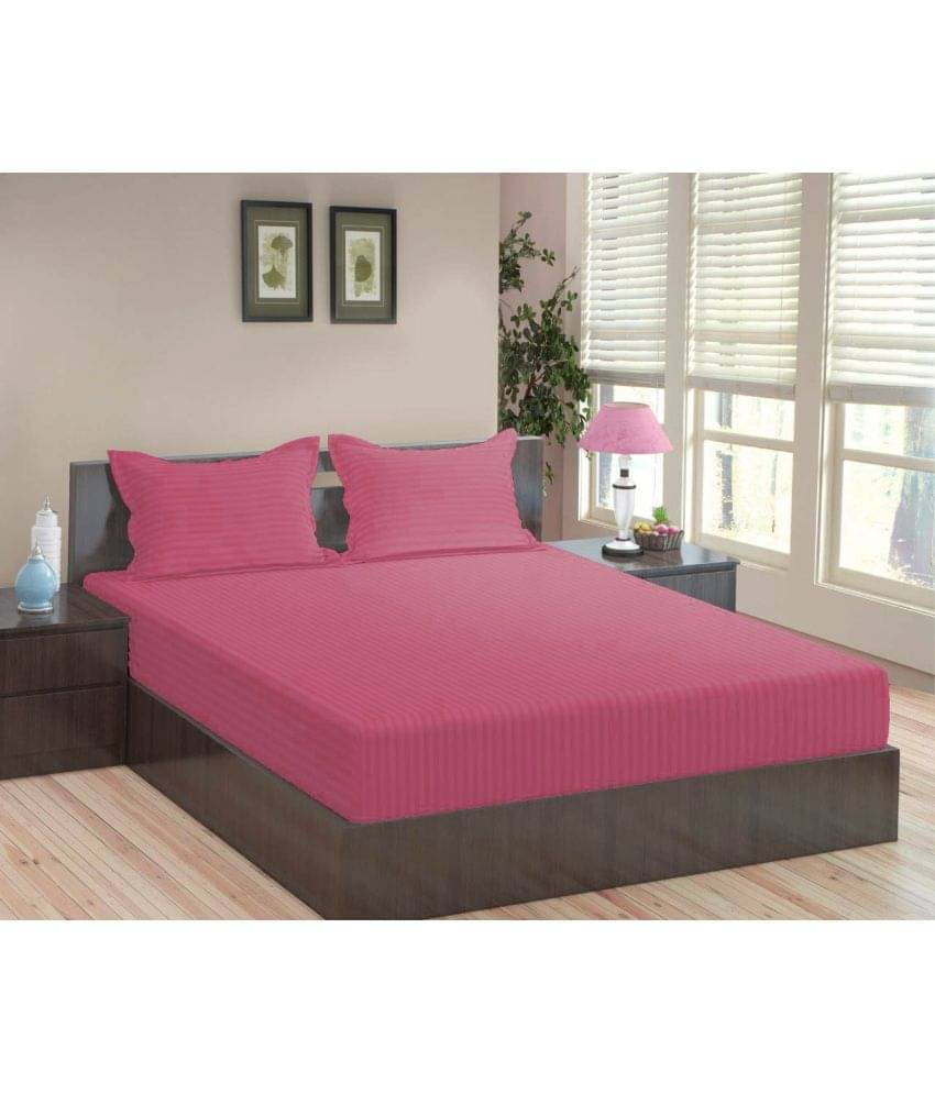 MAHALUXMI COLLECTION Microfibre Vertical Striped 1 Bedsheet with 2 Pillow Covers - Purple MAHALUXMI COLLECTION Microfibre Vertical Striped 1 Bedsheet with 2 Pillow Covers - Purple