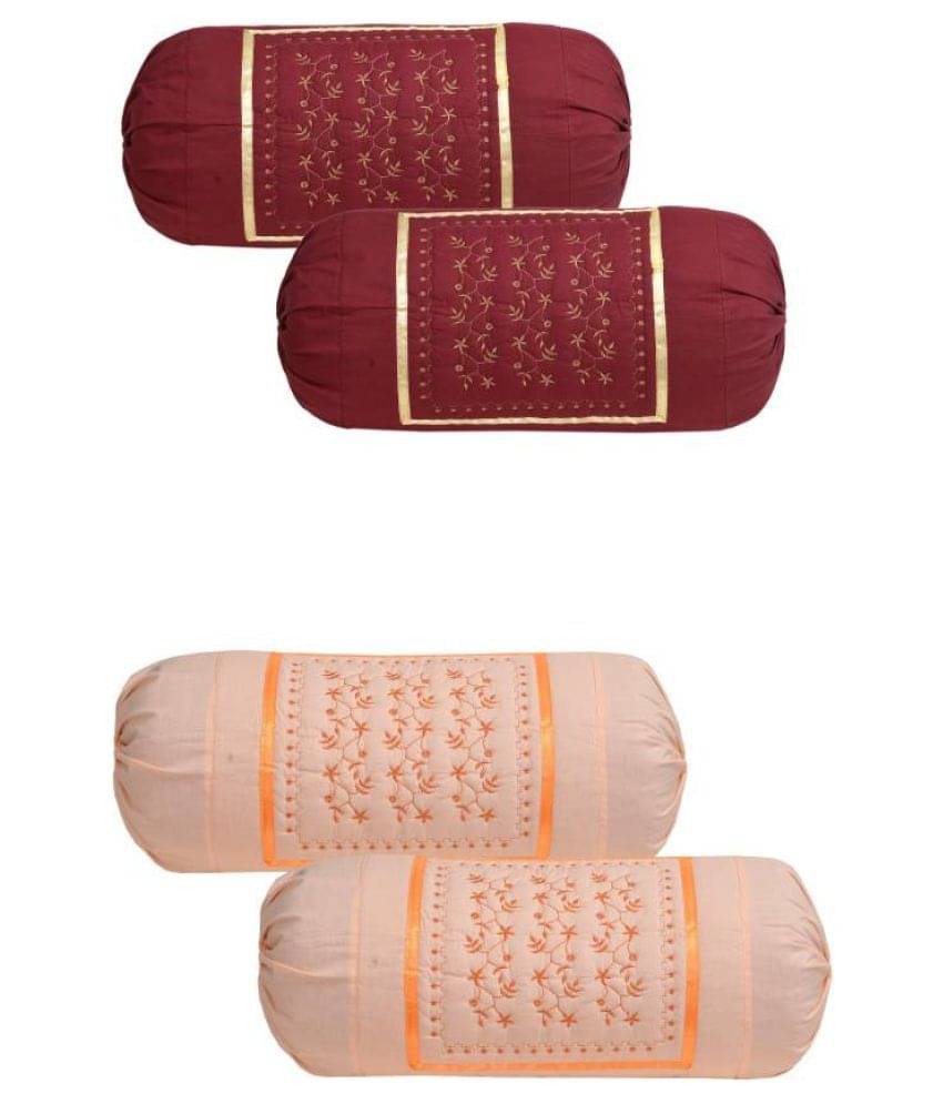     			MAHALUXMI COLLECTION - Pack of 4 Microfiber Embroidered Standard Size Pillow Cover ( 81.28 cm(32) x 40.64 cm(16) ) - Multi