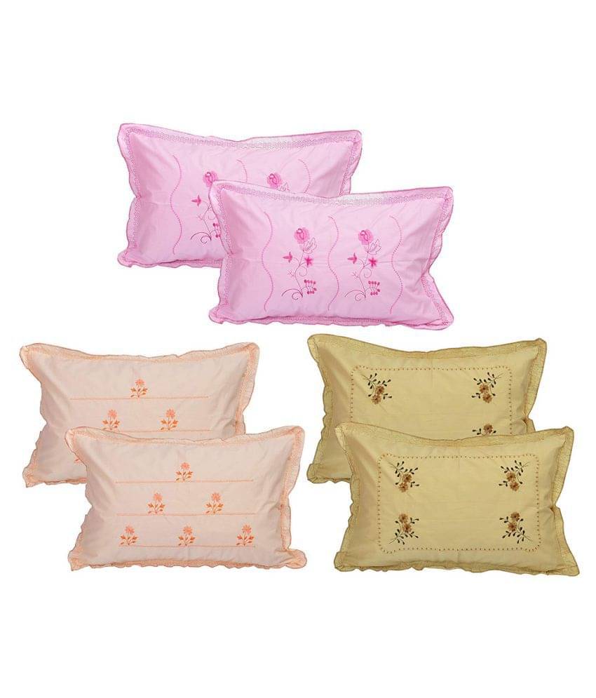     			MAHALUXMI COLLECTION - Pack of 6 Microfiber Embroidered Standard Size Pillow Cover ( 66.04 cm(26) x 40.64 cm(16) ) - Multi