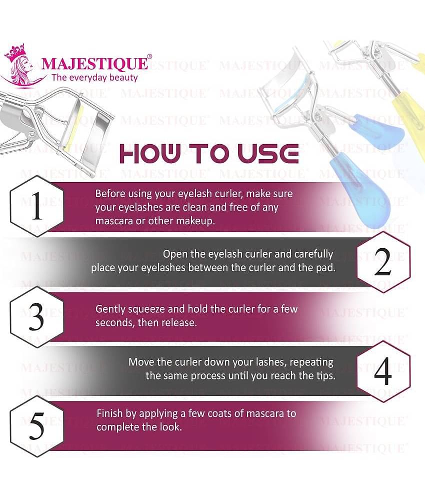 Majestique Eyelash Curler Fits All Eye Shapes Long-Lasting Curler for Women Makeup - Color May Vary