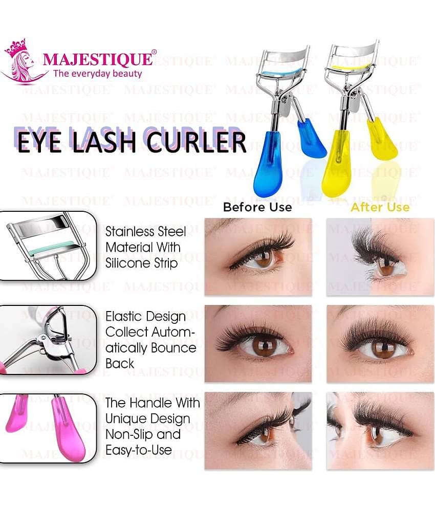 Majestique Eyelash Curler Fits All Eye Shapes Long-Lasting Curler for Women Makeup - Color May Vary