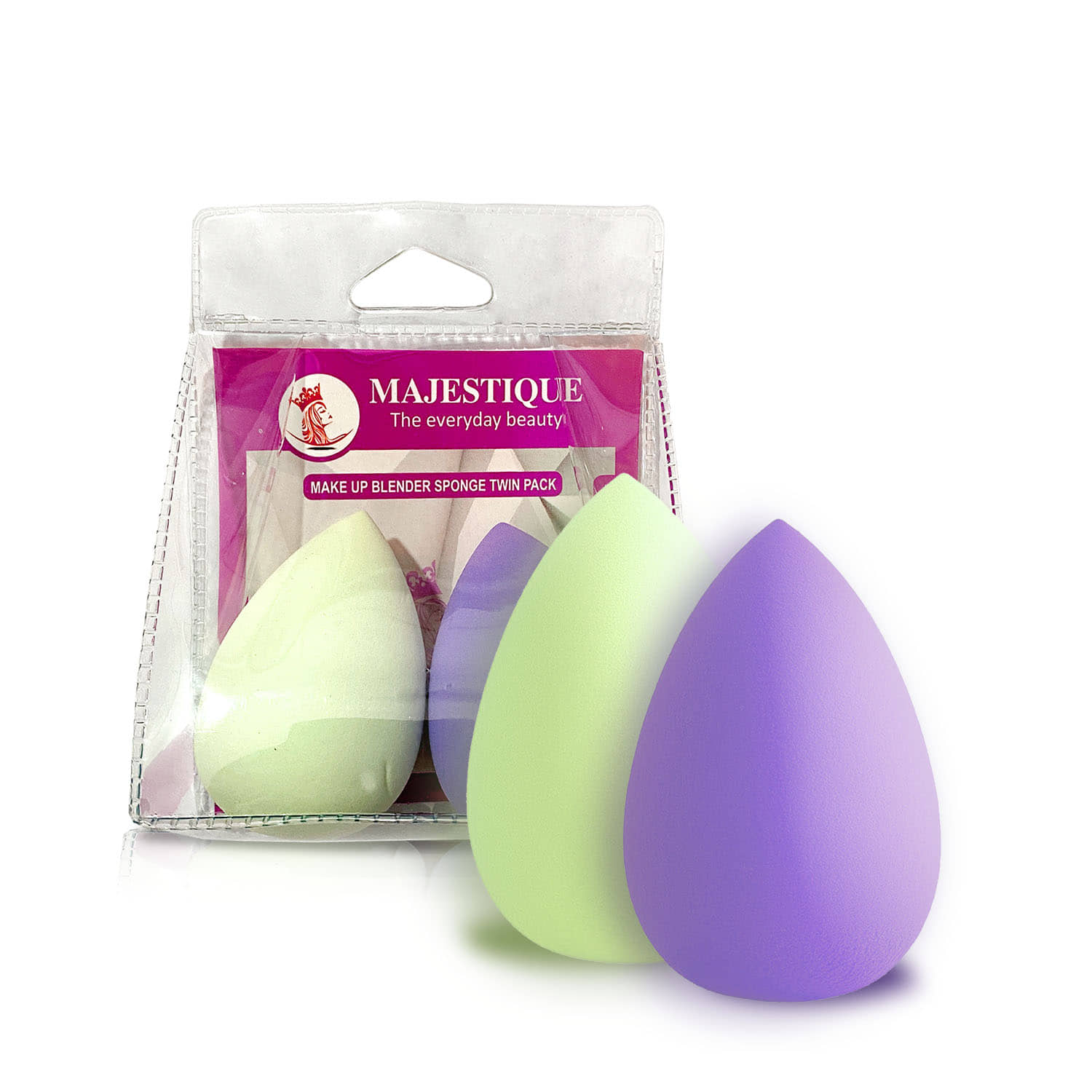 Majestique Pointed Shape, 2Pcs Beauty Blender Makeup Sponge (Assorted Color)