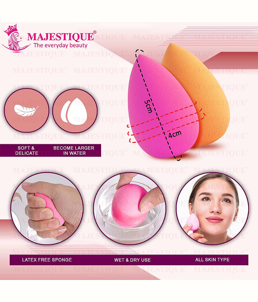 Majestique Pointed Shape, 2Pcs Beauty Blender Makeup Sponge (Assorted Color)