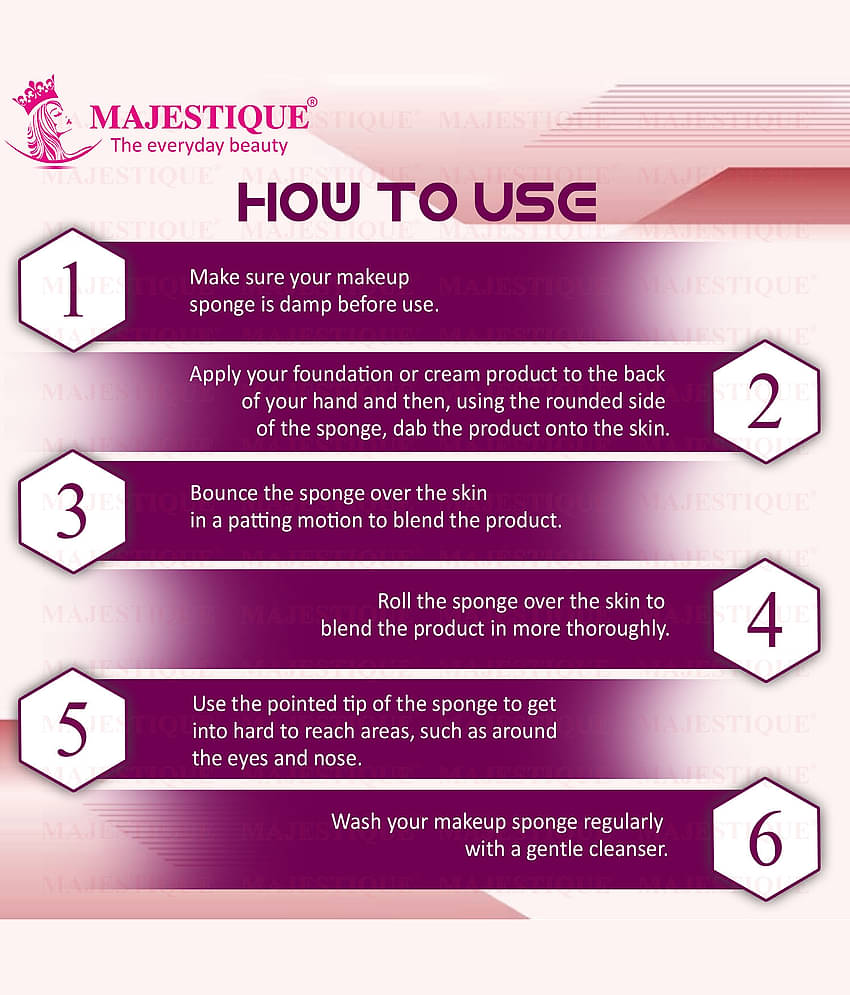 Majestique Pointed Shape, 2Pcs Beauty Blender Makeup Sponge (Assorted Color)