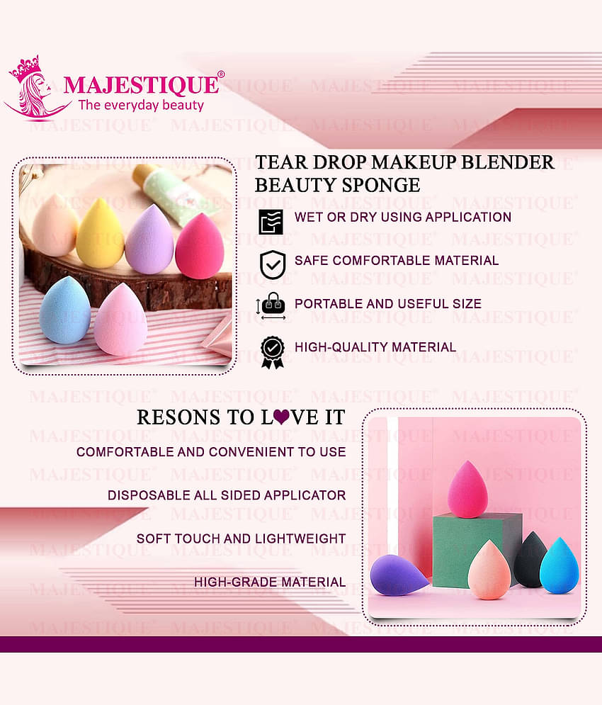 Majestique Pointed Shape, 2Pcs Beauty Blender Makeup Sponge (Assorted Color)