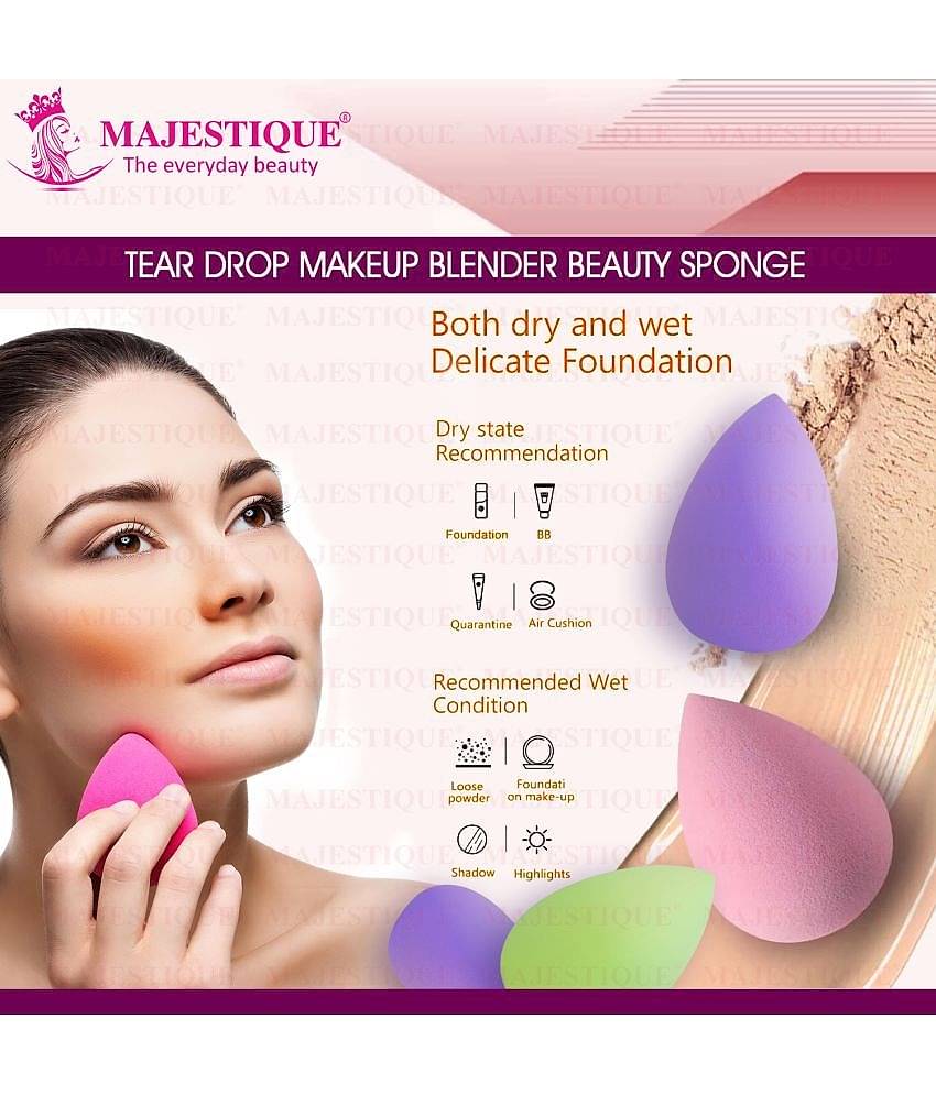 Majestique Pointed Shape, 2Pcs Beauty Blender Makeup Sponge (Assorted Color)