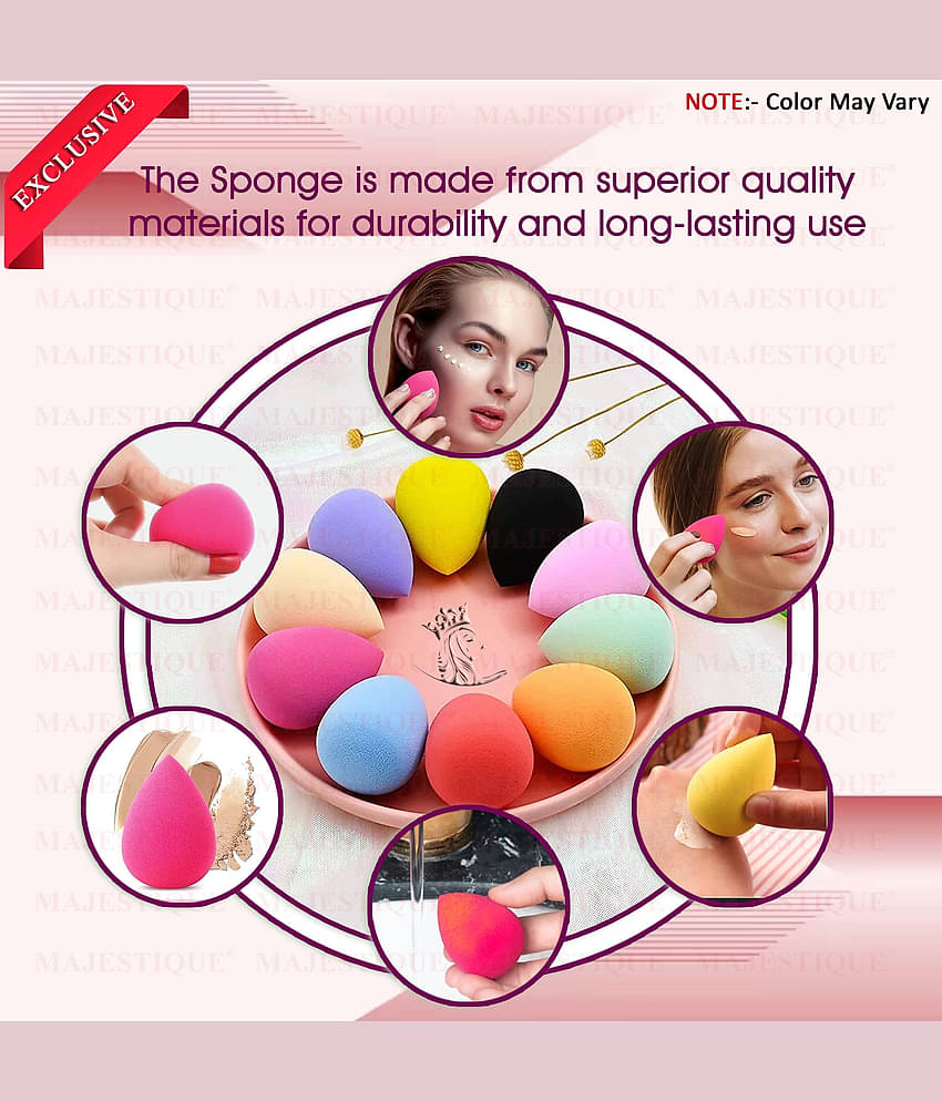 Majestique Pointed Shape, 2Pcs Beauty Blender Makeup Sponge (Assorted Color)