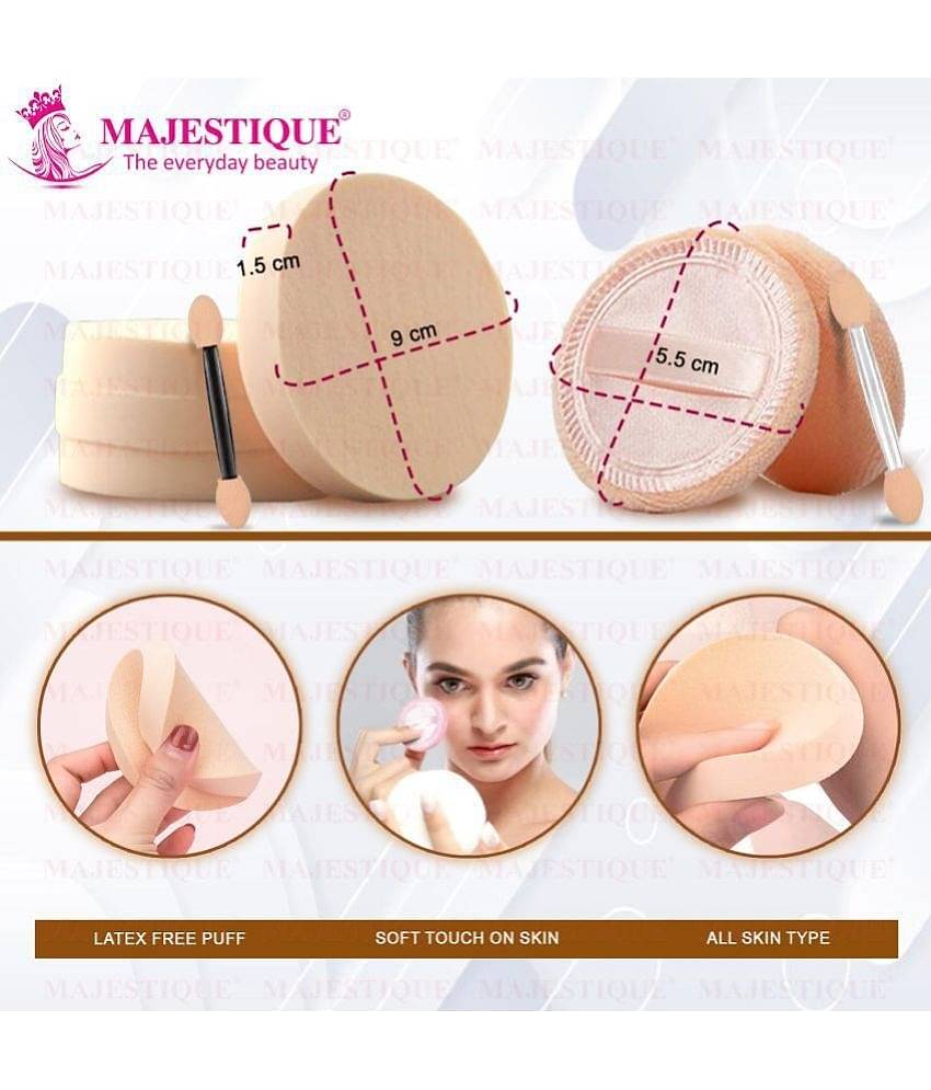 Majestique Powder Puff & Large Round Sponge, Makeup Foundation Sponge & Cosmetic Sticksmulticolor