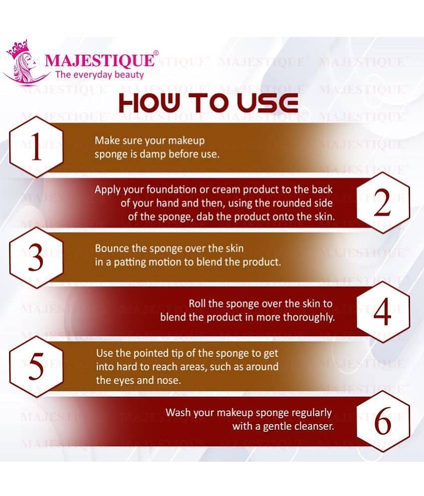 Majestique Powder Puff & Large Round Sponge, Makeup Foundation Sponge & Cosmetic Sticksmulticolor