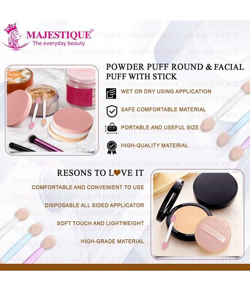 Majestique Powder Puff & Large Round Sponge, Makeup Foundation Sponge & Cosmetic Sticksmulticolor