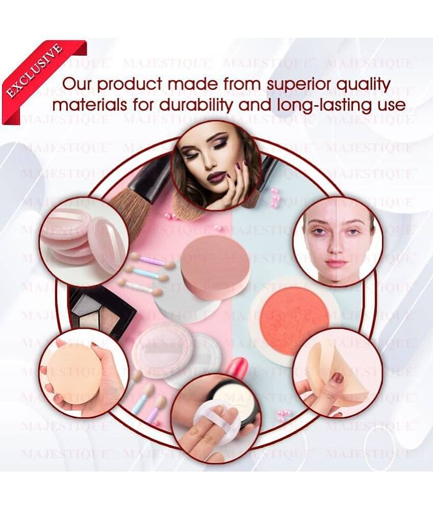 Majestique Powder Puff & Large Round Sponge, Makeup Foundation Sponge & Cosmetic Sticksmulticolor