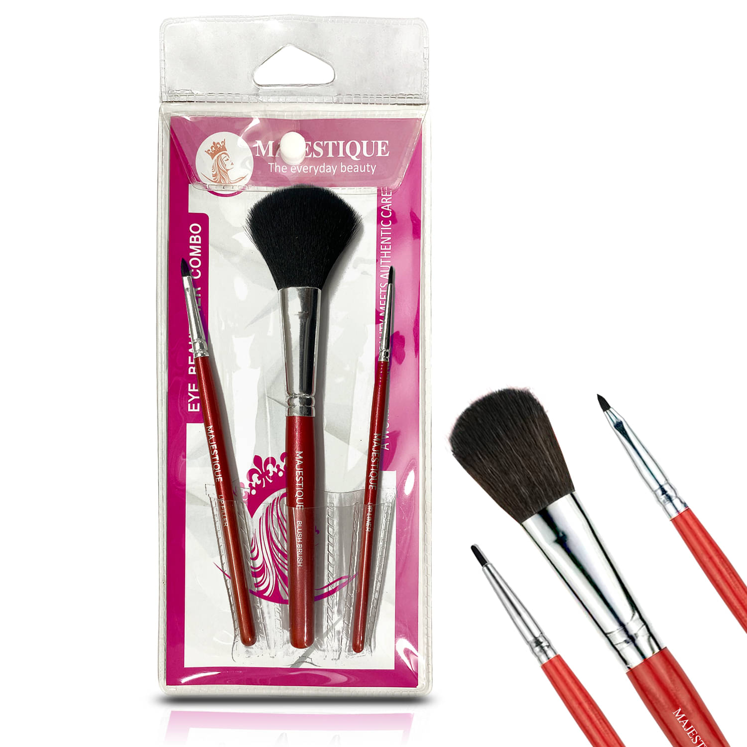     			Majestique Lip Liner, Lip Filler and Blush Brush Perfect Makeup Brush Set, 3Pcs (Multicolor)