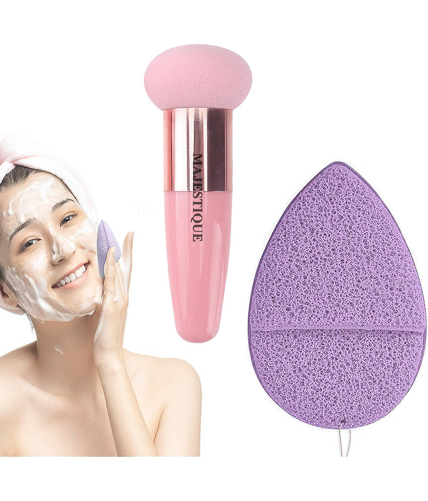 MAJESTIQUE Facial Cleaning Sponge with Mushroom Makeup Sponge for Makeup Removal for Women - 2 Pcs