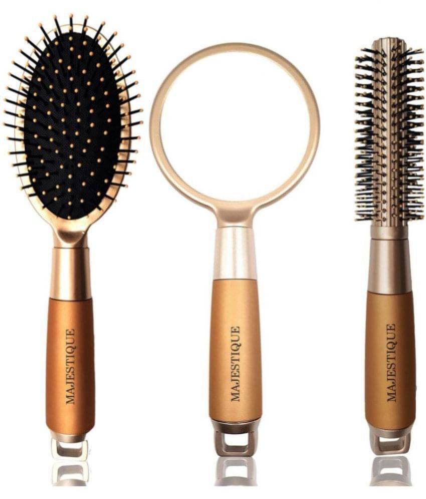 Majestique 3Pcs Hair Brush Set Detangling Brush, Roller Brush With Handle Mirror Suit For Women Men Majestique 3Pcs Hair Brush Set Detangling Brush, Roller Brush With Handle Mirror Suit For Women Men