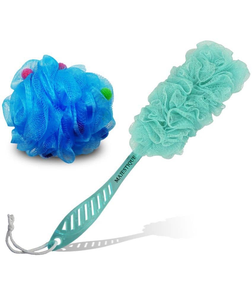 Majestique Body Loofah 2Pcs Set Ball Round Loofah & Handle Loofah Color May Vary - Body Care - Loofah and Other Tools | Buy online on ZillyBuy