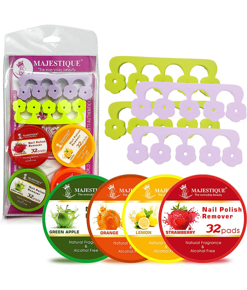 Majestique Nail Polish Remover & Toe Separator Set Effortlessly Remove Polish Pack Of 8