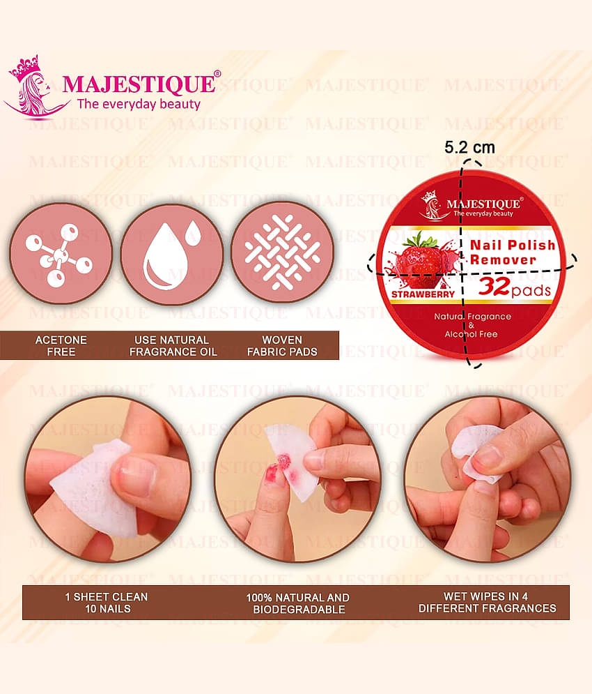 Majestique Nail Polish Remover & Toe Separator Set Effortlessly Remove Polish Pack Of 8