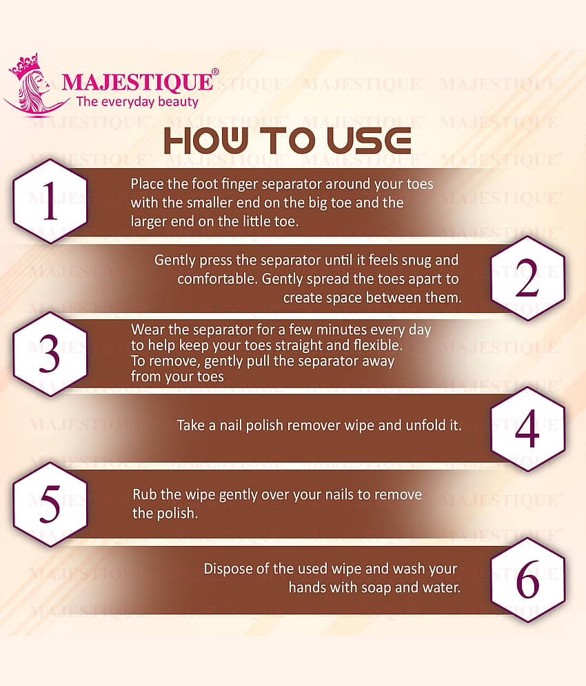 Majestique Nail Polish Remover & Toe Separator Set Effortlessly Remove Polish Pack Of 8
