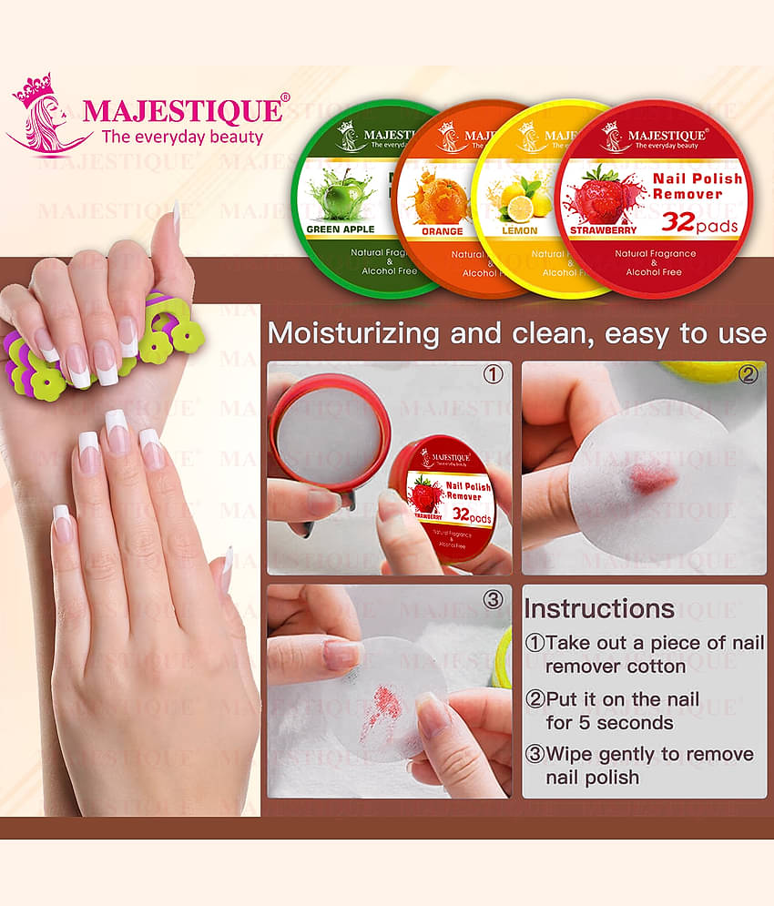 Majestique Nail Polish Remover & Toe Separator Set Effortlessly Remove Polish Pack Of 8