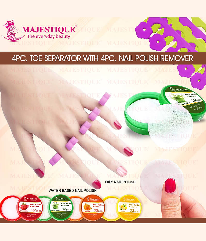 Majestique Nail Polish Remover & Toe Separator Set Effortlessly Remove Polish Pack Of 8