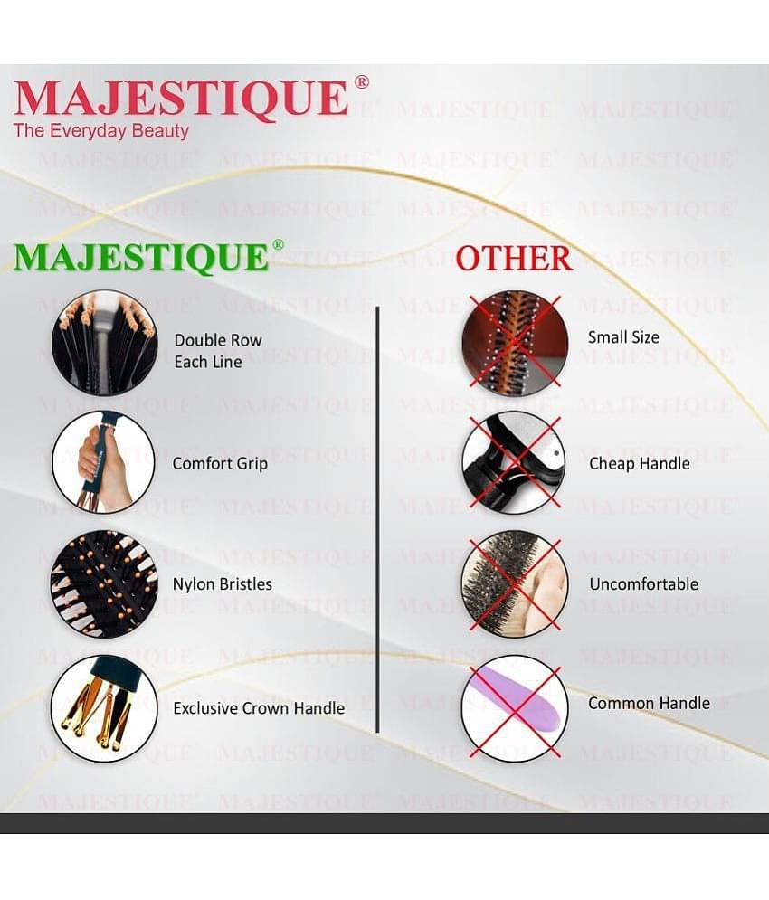 Majestique Crown Series Round Hair Brush for Blow Drying Nylon Bristles For Women and Men - 1 Pcs