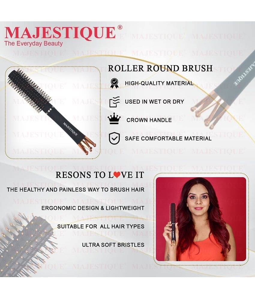 Majestique Crown Series Round Hair Brush for Blow Drying Nylon Bristles For Women and Men - 1 Pcs