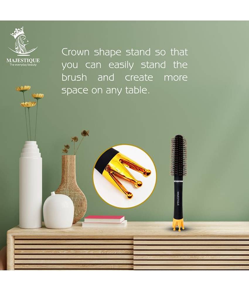 Majestique Crown Series Round Hair Brush for Blow Drying Nylon Bristles For Women and Men - 1 Pcs
