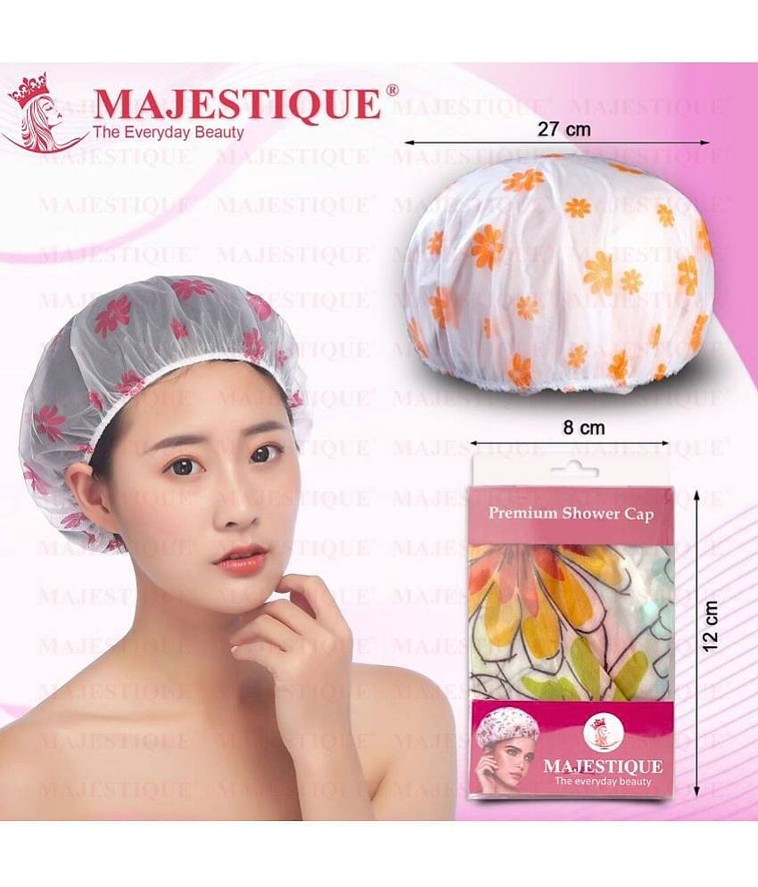 Majestique Shower Cap for Women Ideal for All Hair Lengths Reusable Perfect Hair Cap for Bathing