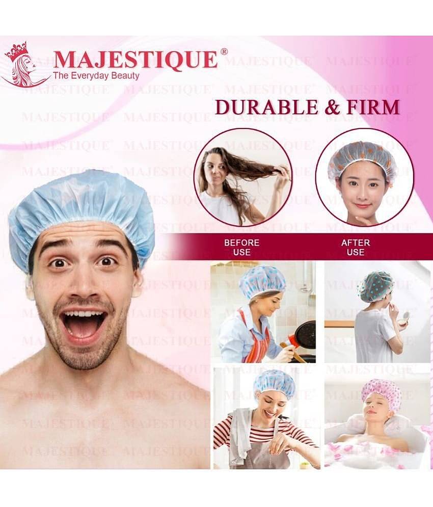 Majestique Shower Cap for Women Ideal for All Hair Lengths Reusable Perfect Hair Cap for Bathing