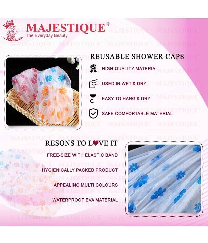 Majestique Shower Cap for Women Ideal for All Hair Lengths Reusable Perfect Hair Cap for Bathing