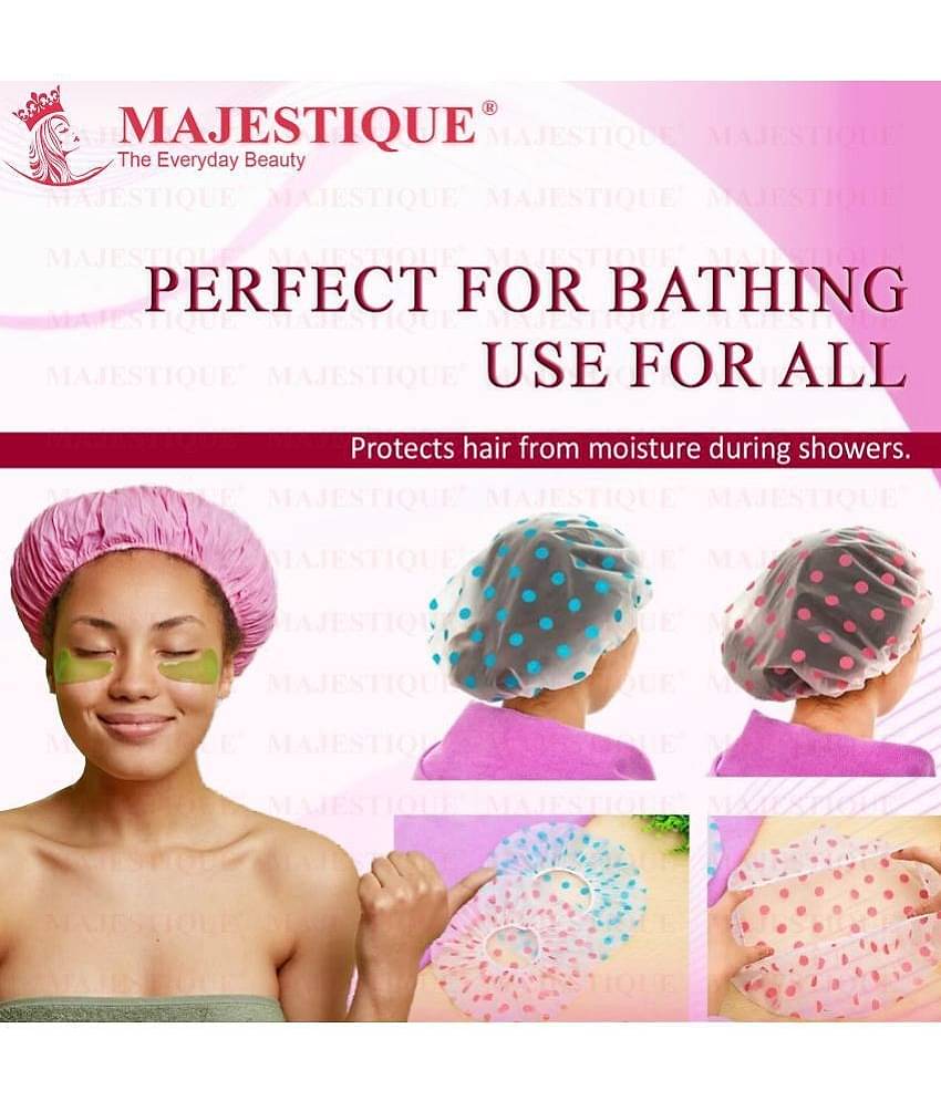 Majestique Shower Cap for Women Ideal for All Hair Lengths Reusable Perfect Hair Cap for Bathing