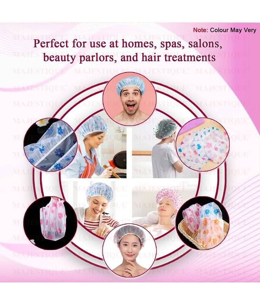 Majestique Shower Cap for Women Ideal for All Hair Lengths Reusable Perfect Hair Cap for Bathing