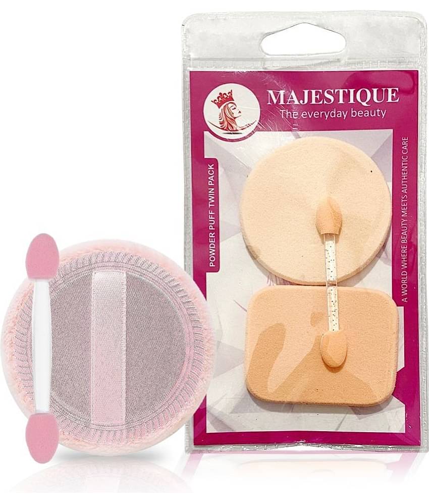 Majestique Powder Puff & Round, Squareshape, Makeup Sponge With Stick For Liquid, Cream, And Powder