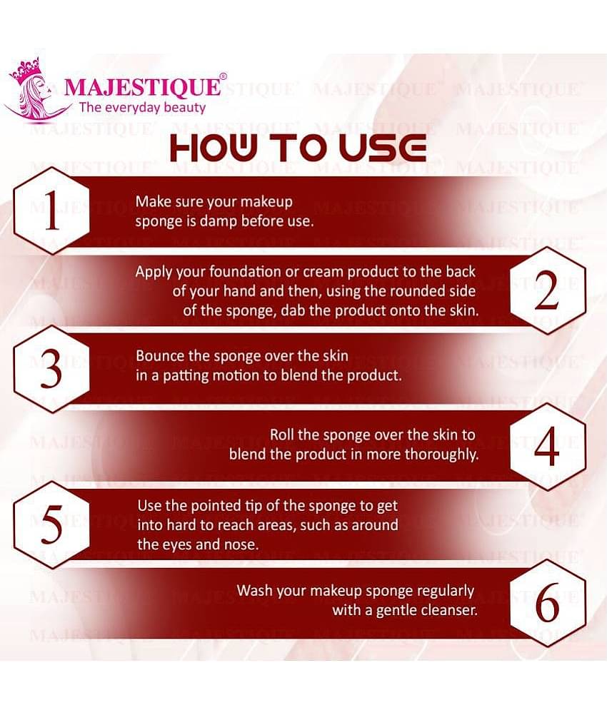 Majestique Powder Puff & Round, Squareshape, Makeup Sponge With Stick For Liquid, Cream, And Powder
