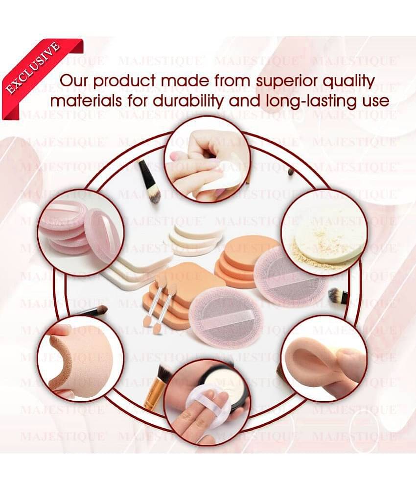 Majestique Powder Puff & Round, Squareshape, Makeup Sponge With Stick For Liquid, Cream, And Powder