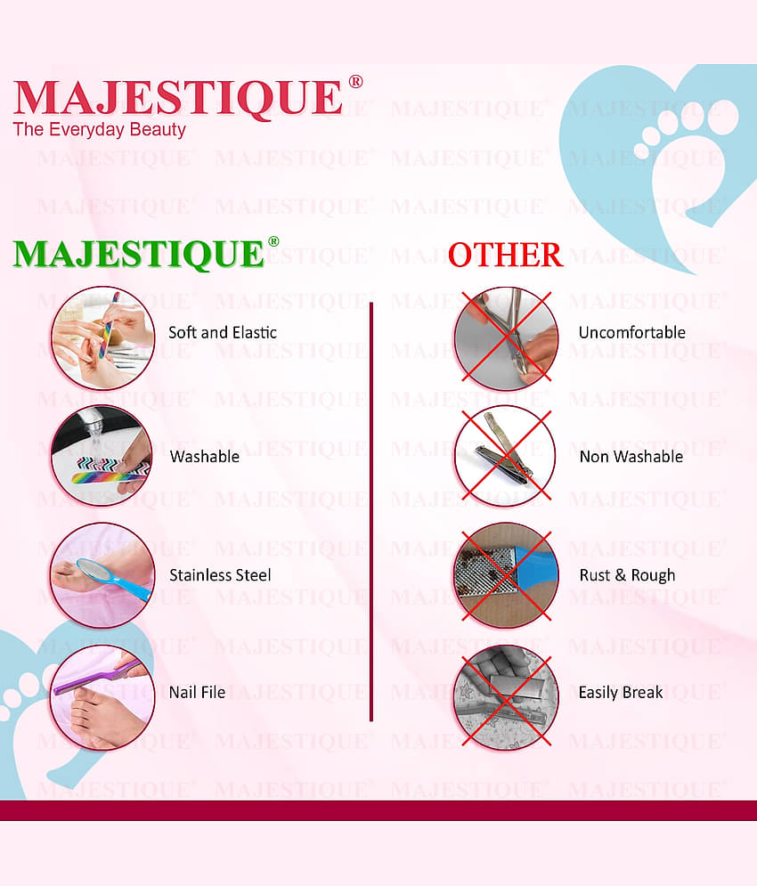 Majestique Plate Foot Scrubber & Emery Board Nail Filer pedicure & Manicure Kit 3 Pcs Multicolor
