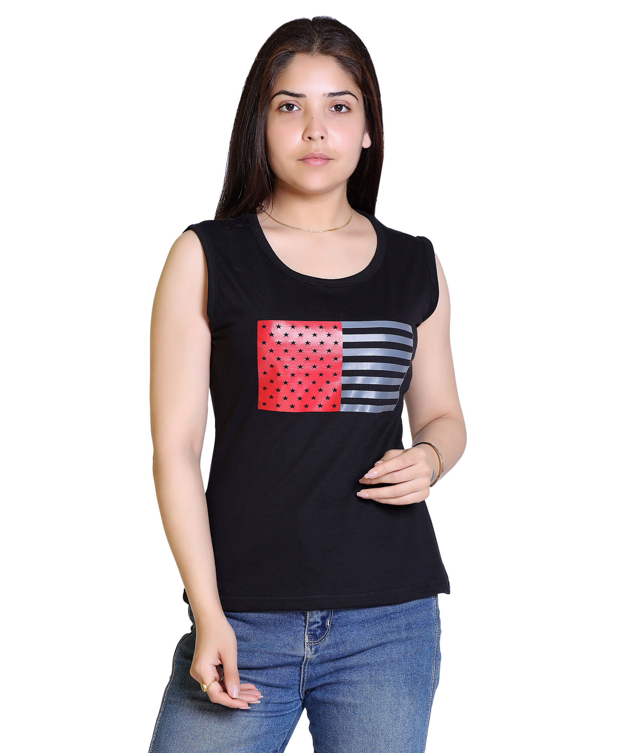 Ogarti Women Cotton Blend Printed Regular Fit Round Neck T-Shirt ( Black ) Ogarti Women Cotton Blend Printed Regular Fit Round Neck T-Shirt ( Black )
