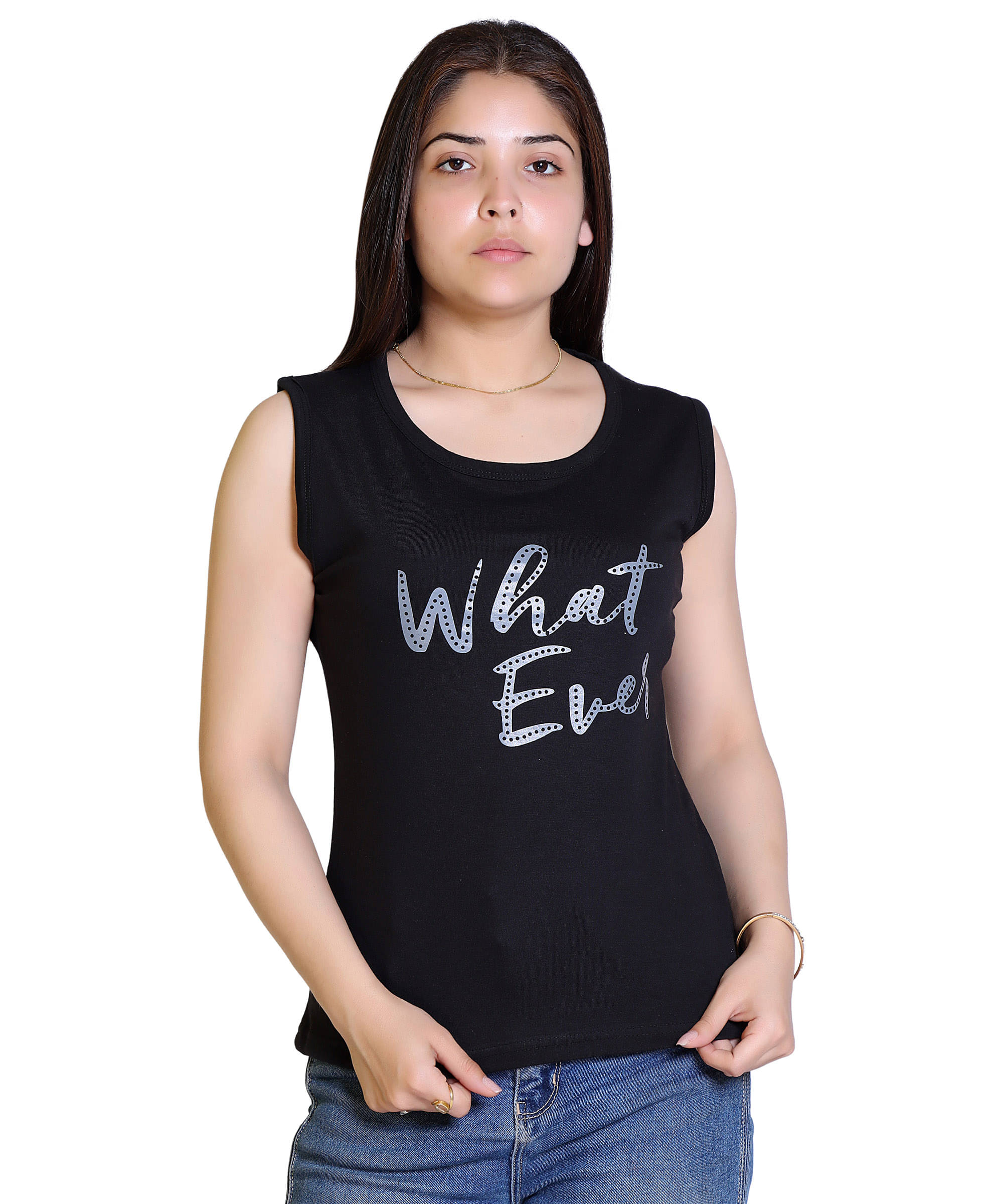     			Ogarti Women Cotton Blend Printed Regular Fit Round Neck T-Shirt ( Black )