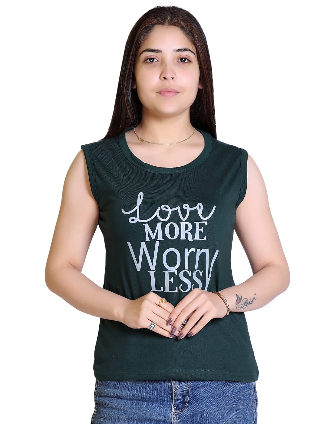 Ogarti Women Cotton Blend Printed Regular Fit Round Neck T-Shirt ( Navy )