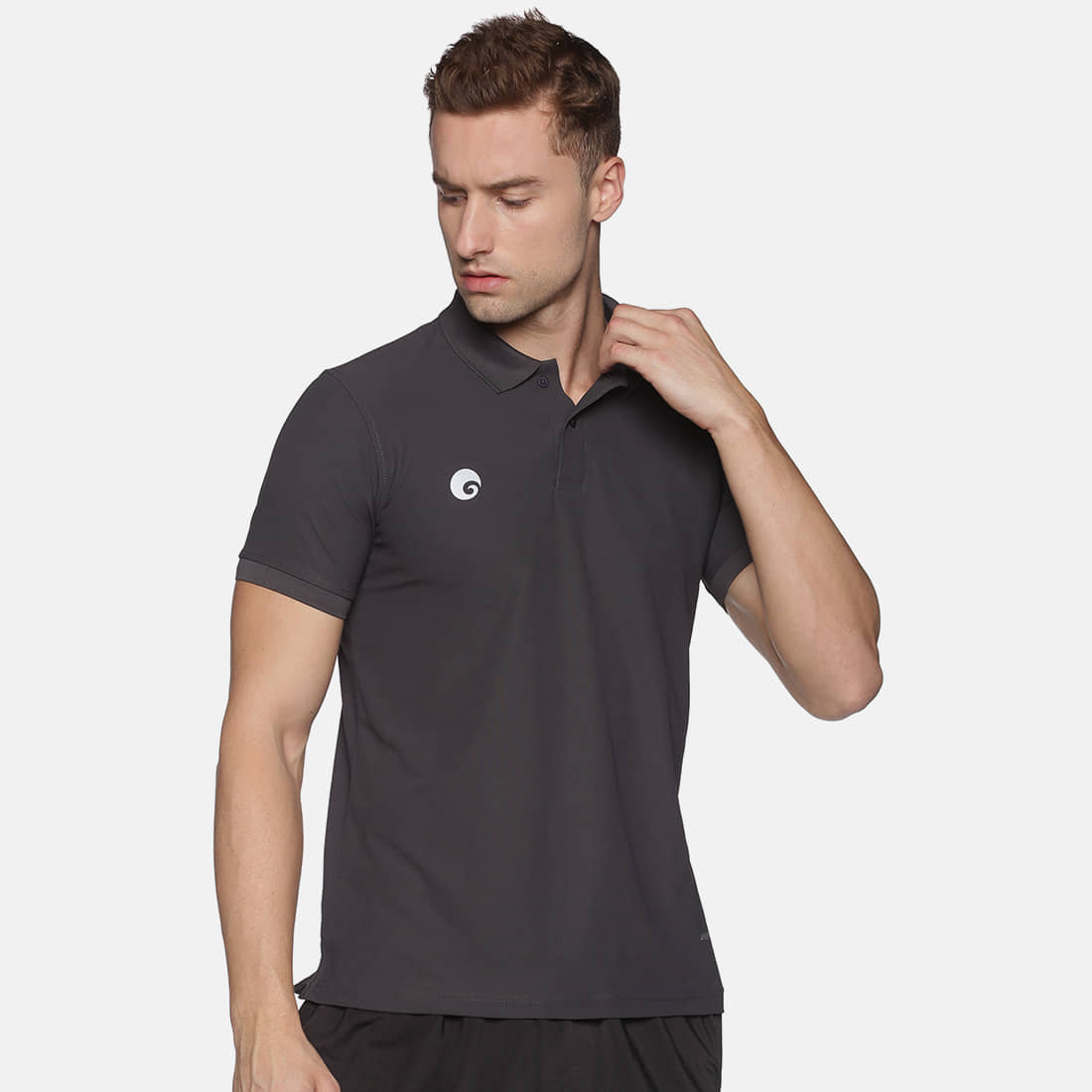 Omtex - Charcoal Cotton Regular Fit Men's Sports Polo T-Shirt ( Pack of 1 )