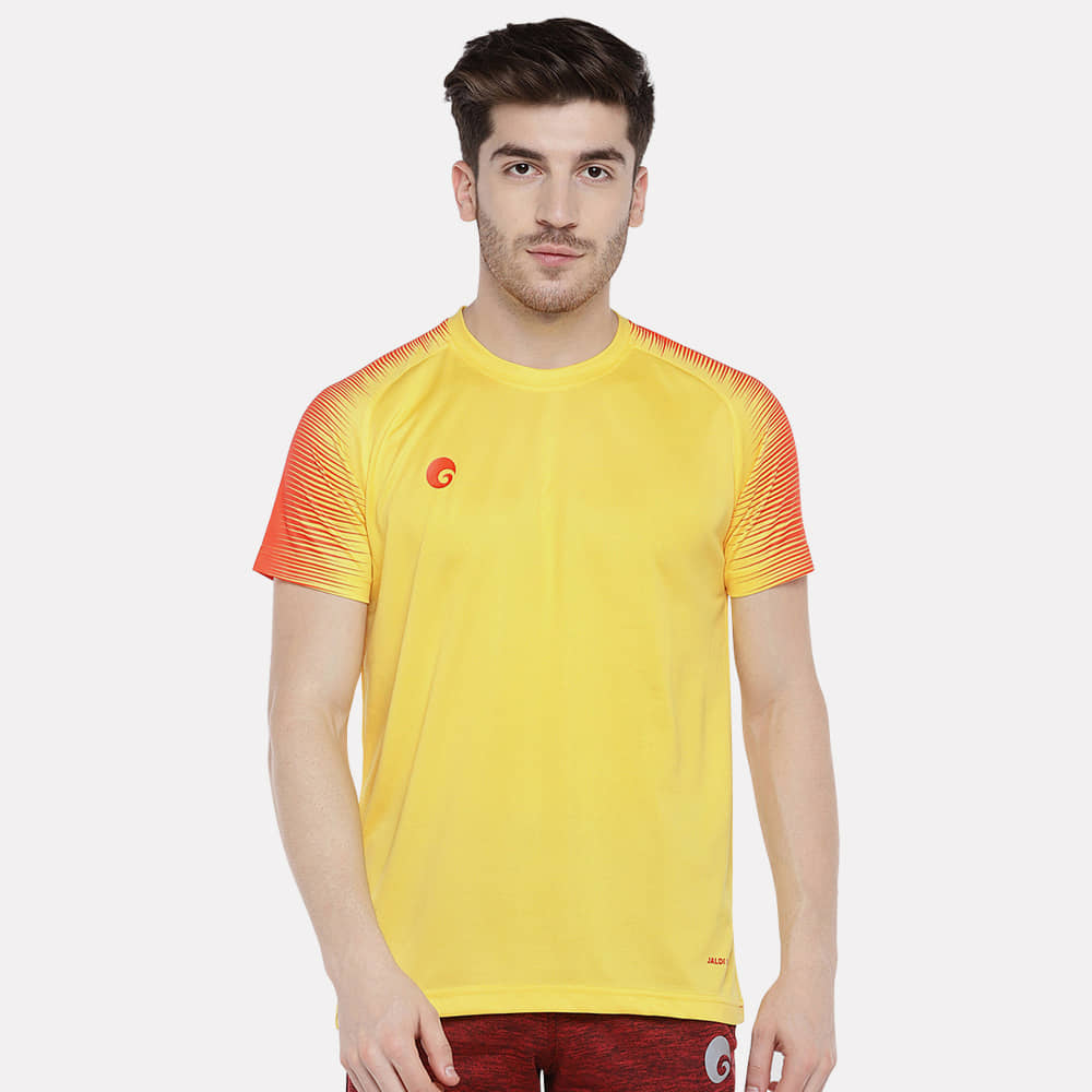 Omtex Yellow Polyester Regular Fit Men's Sports T-Shirt ( Pack of 1 )