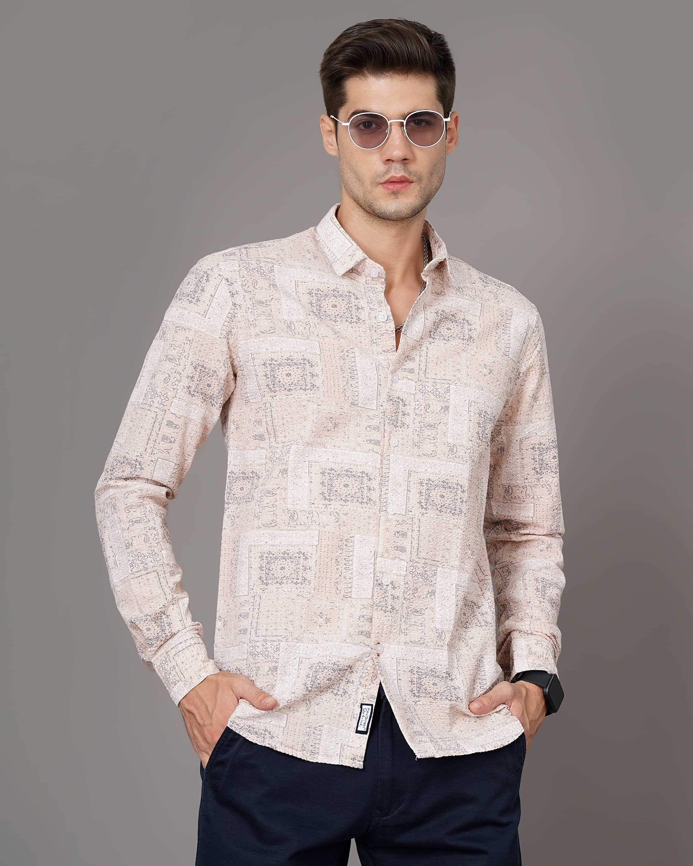     			Paul Street - Peach Cotton Blend Regular Fit Men's Casual Shirt ( Pack of 1 )