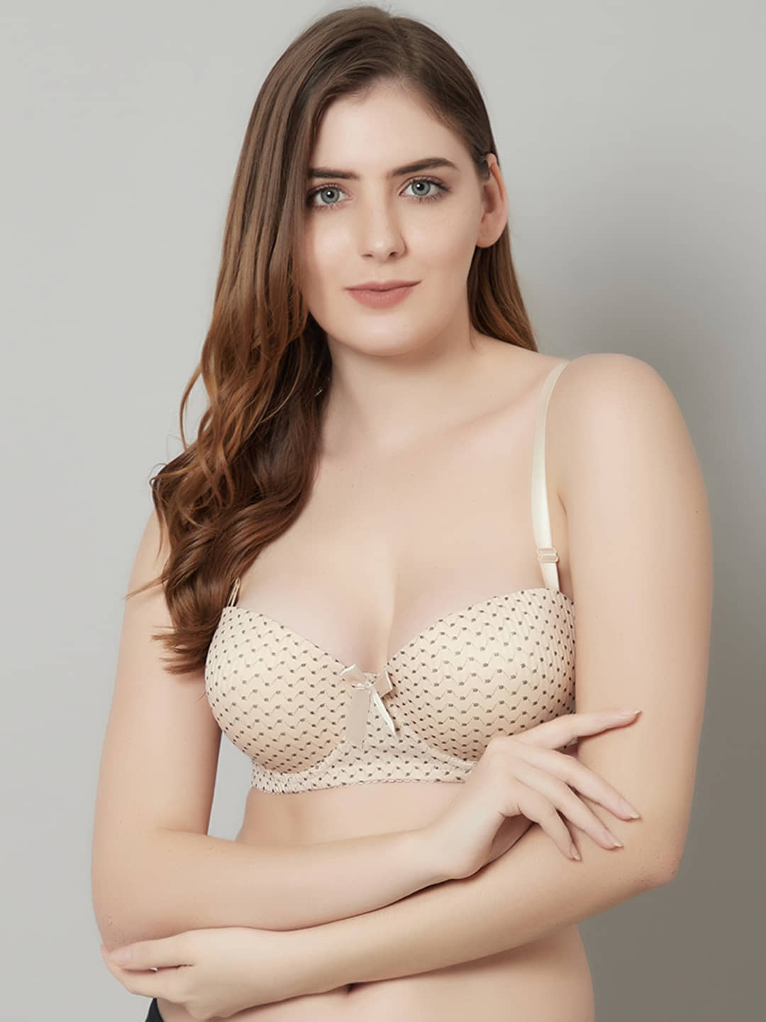 PrettyCat Polyester Lightly Padded Women's T-Shirt Bra ( Beige )