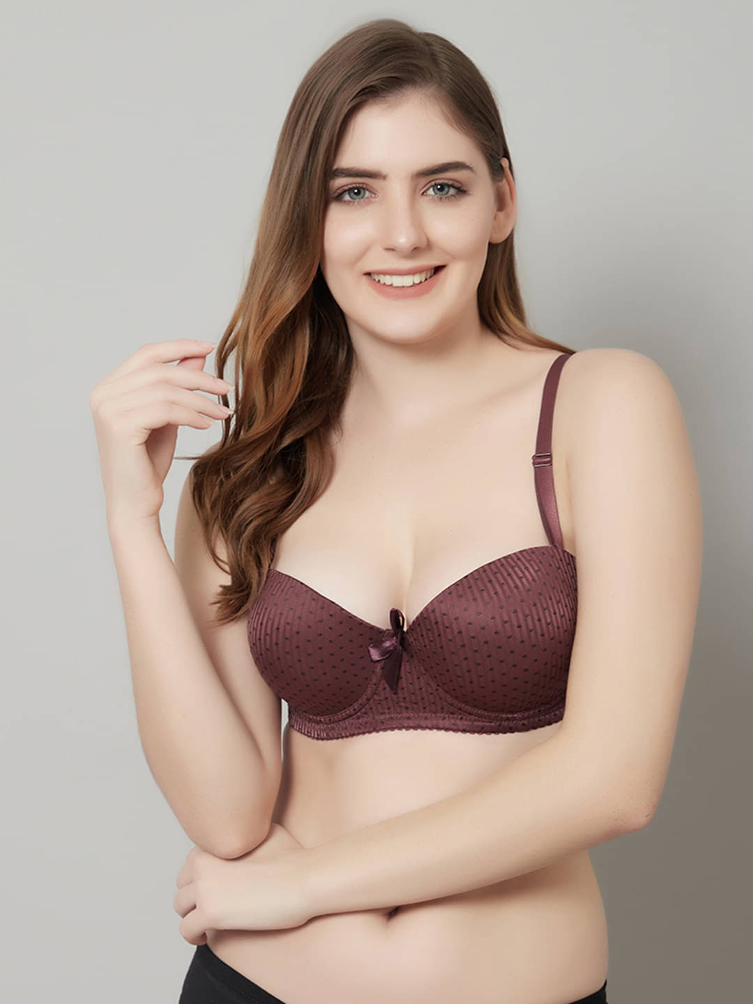     			PrettyCat Polyester Lightly Padded Women's Push Up Bra ( Brown )